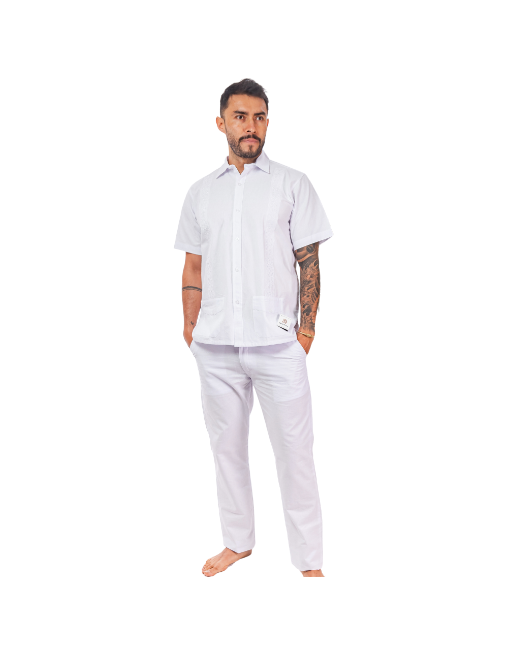 Guayabera manga corta blanca
