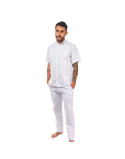 Guayabera manga corta blanca
