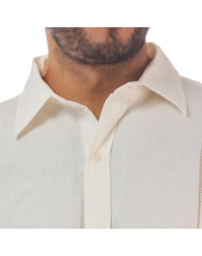 Guayabera beige cuello camisero
