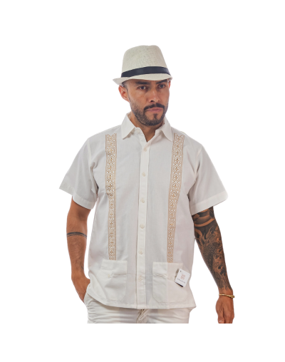 Guayabera beige cuello camisero
