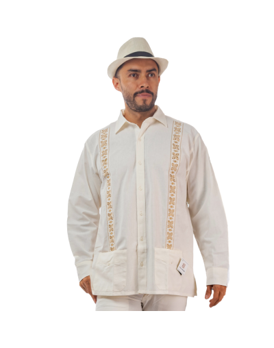 Guayabera beige cuello camisero