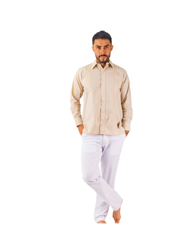 guayabera en lino caqui
