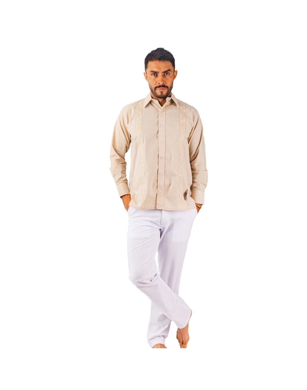guayabera en lino caqui