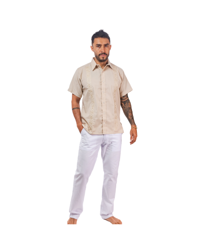 guayabera en lino caqui