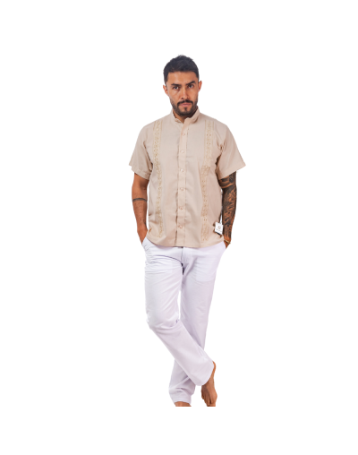 guayabera en lino caqui