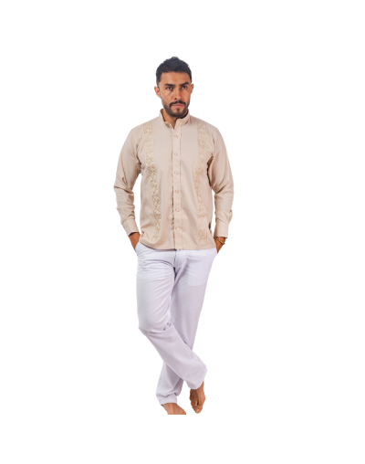 guayabera en lino caqui