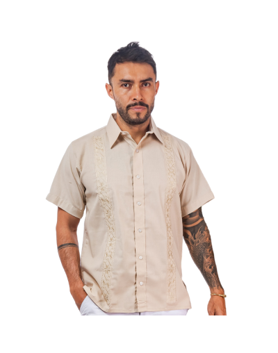 guayabera en lino caqui