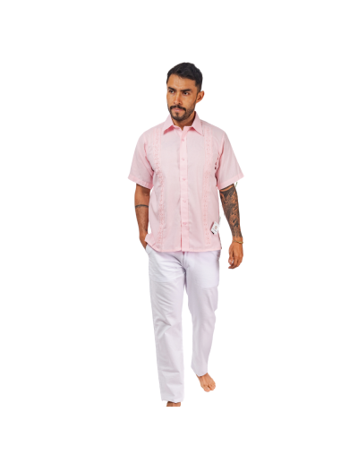 guayabera en lino rosa
