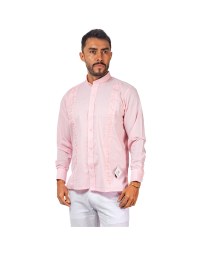 guayabera en lino rosa