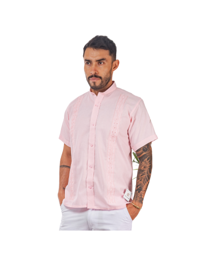 guayabera en lino rosa