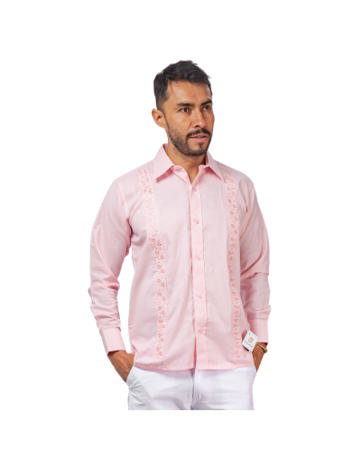 guayabera en lino rosa