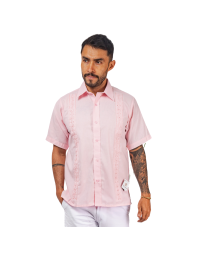 guayabera en lino rosa
