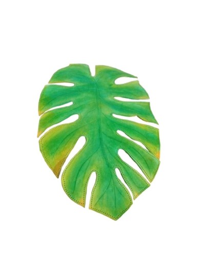 Kit de 6 Individuales en Cuero Pintado a Mano con Diseño de Hoja de Adán
