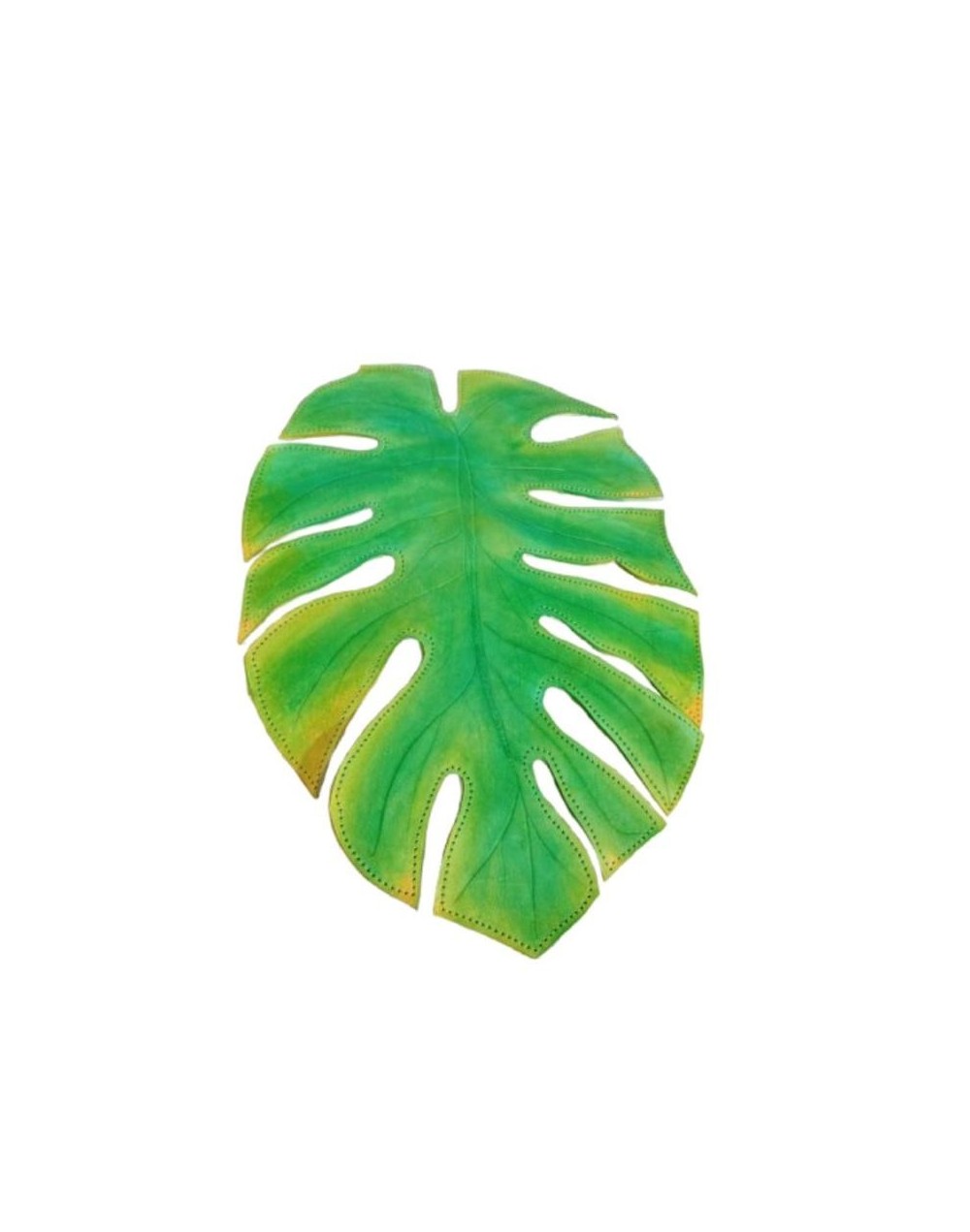 Kit de 6 Individuales en Cuero Pintado a Mano con Diseño de Hoja de Adán
