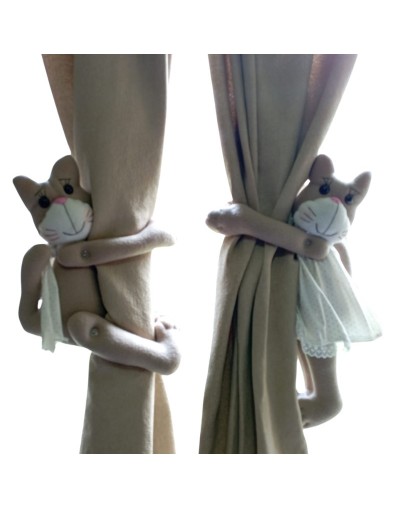 Sujeta Cortinas Gatos Beig