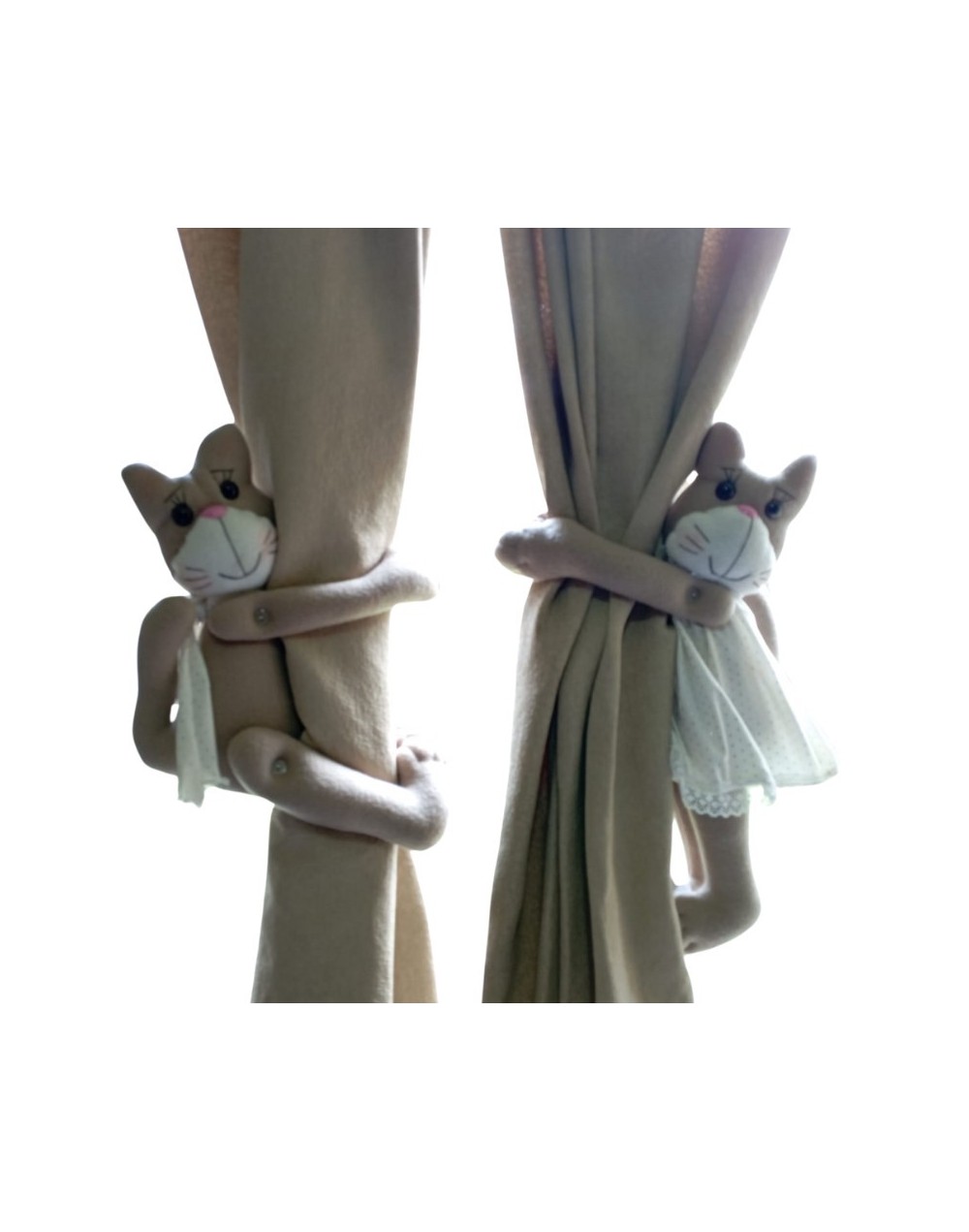 Sujeta Cortinas Gatos Beig