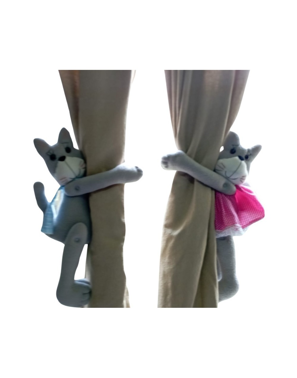 Sujeta Cortinas Gatos Grises