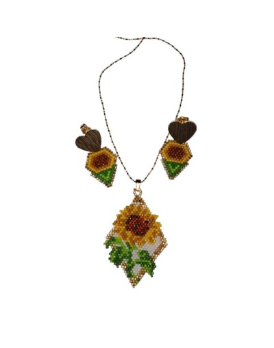 Collar y aretes girasol