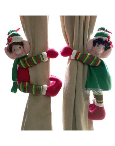 Sujeta Cortinas Duendes Navideños