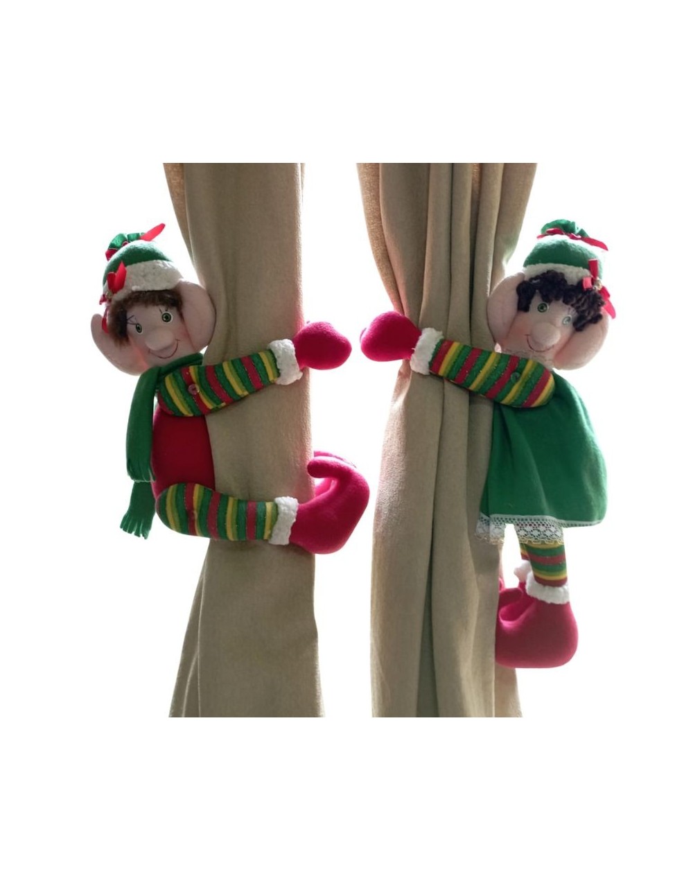 Sujeta Cortinas Duendes Navideños