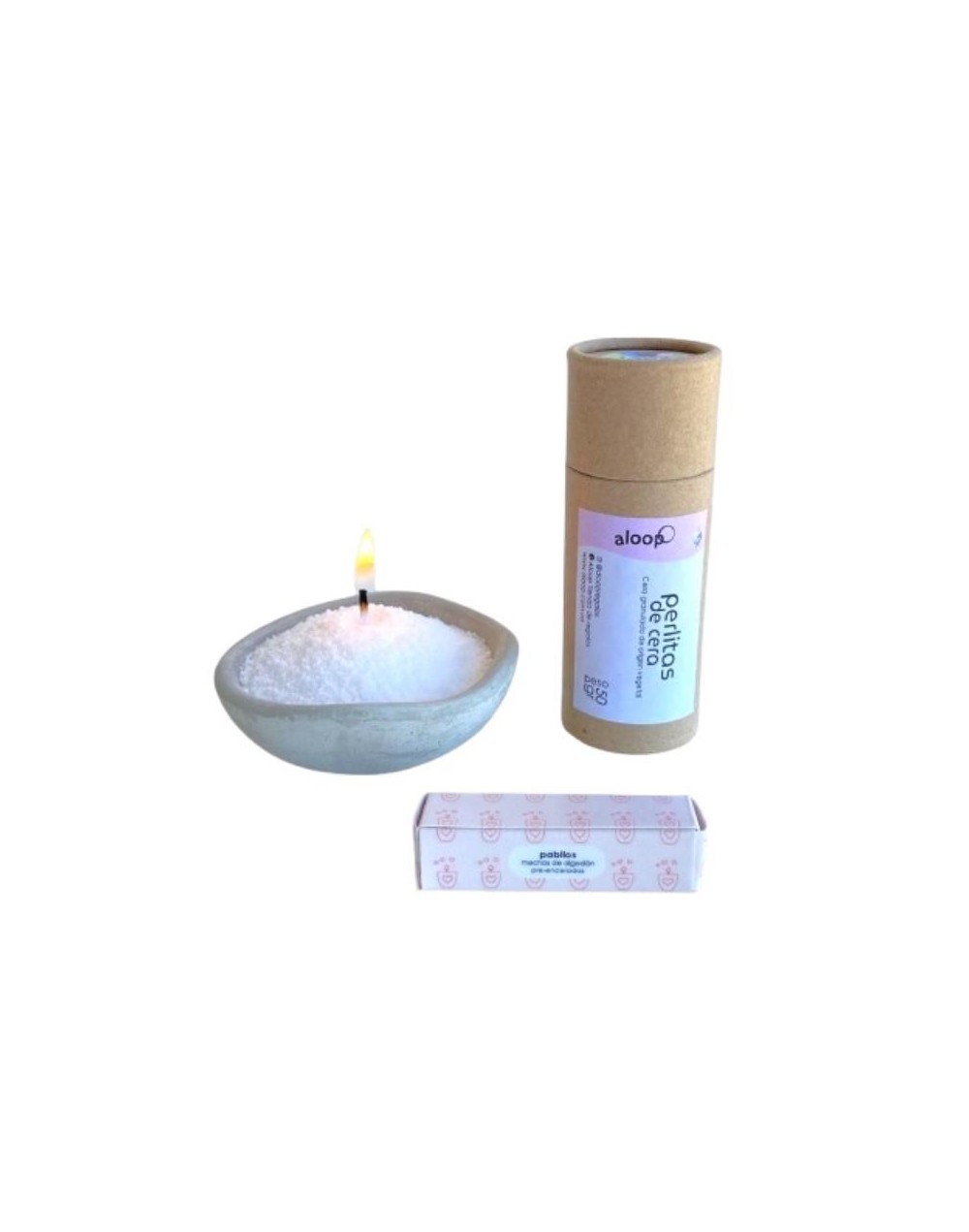 Kit vela Aloop 2 - ref. envase plato gris concreto