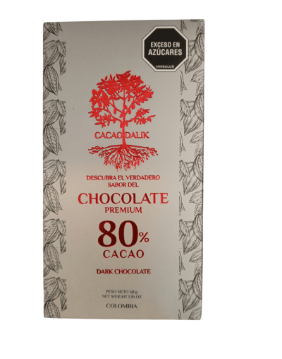 Barra de chocolate 80 % cacao 50g