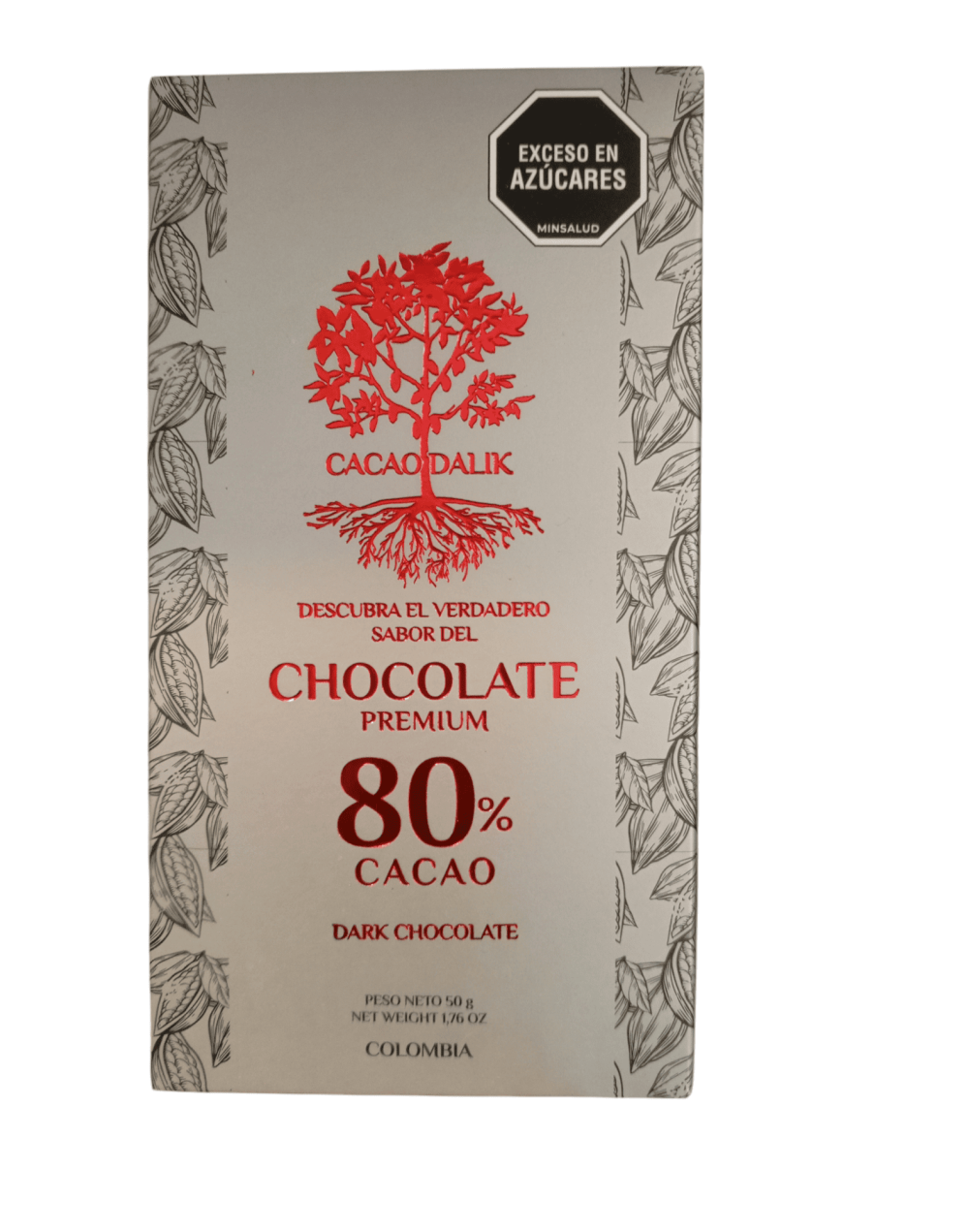 Barra de chocolate 80 % cacao 50g
