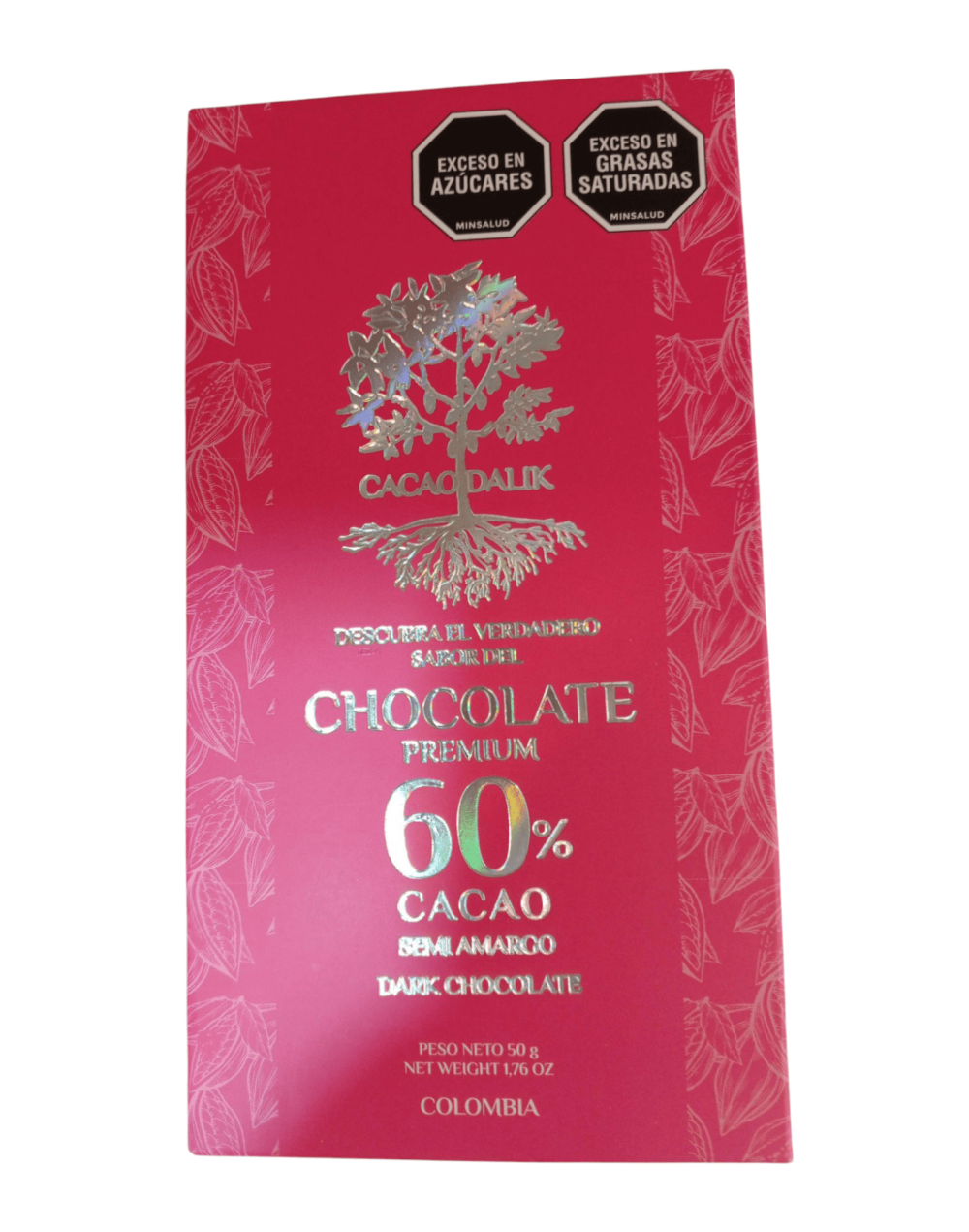 Barra de chocolate 60% cacao semi amargo 50g