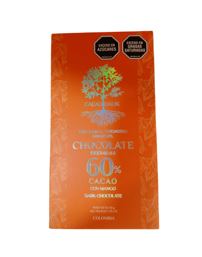 Barra de chocolate 60% cacao-mango 50g