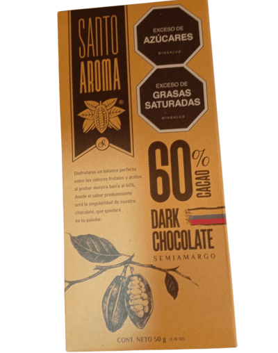 Barra de chocolate santo aroma 60% cacao 50g