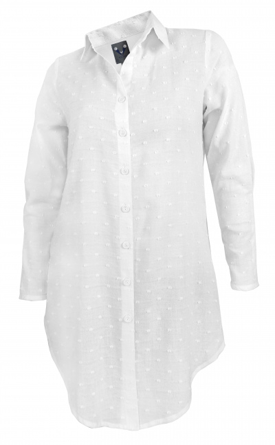 Blusa blusón camisa tela texturizada en algodón blanco