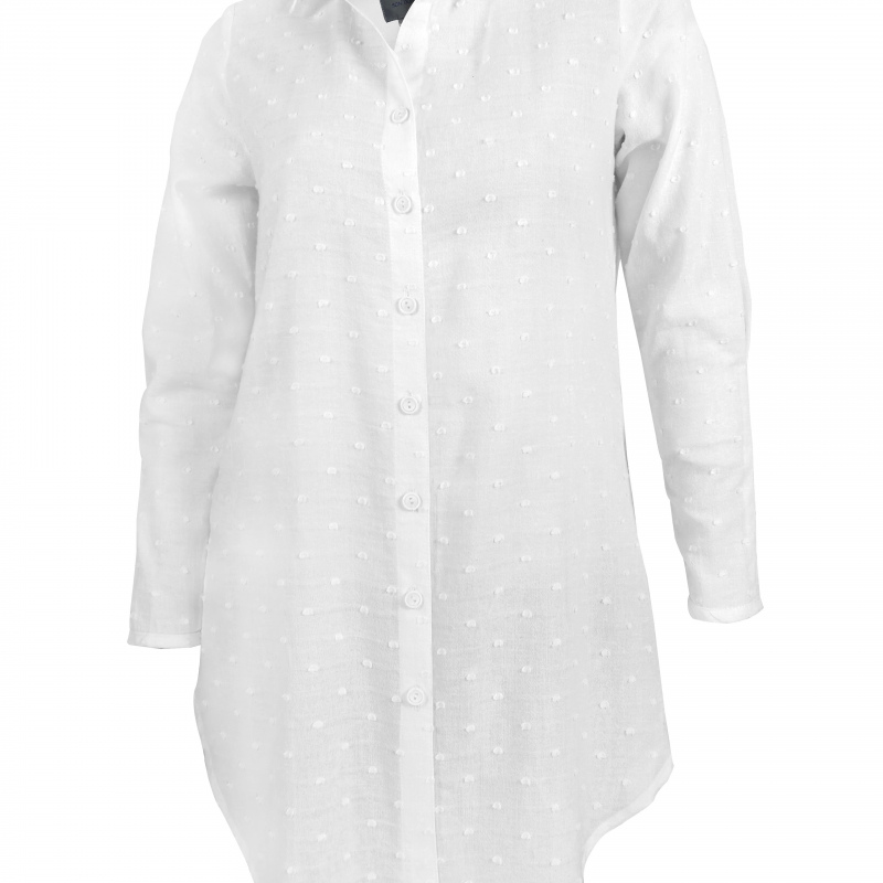Blusa blusón camisa tela texturizada en algodón blanco