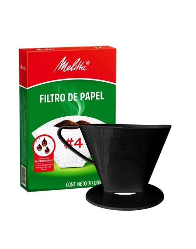 Portafiltro melitta negro tamaño 4 con 30 filtros