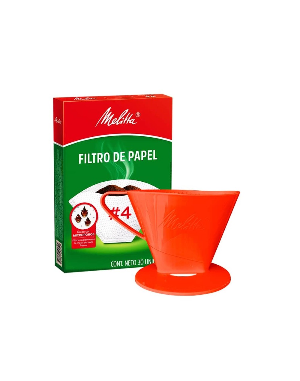 Portafiltro melitta rojo tamaño 4 con 30 filtros