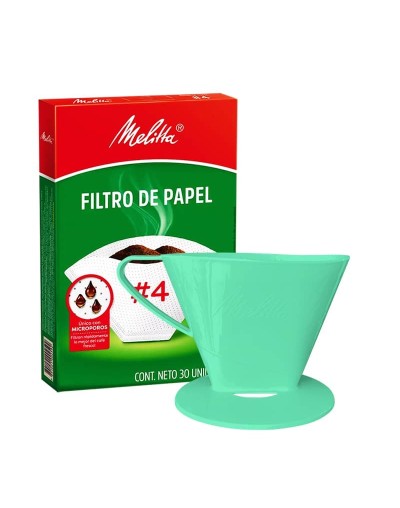 Portafiltro melitta verde tamaño 4 con 30 filtros
