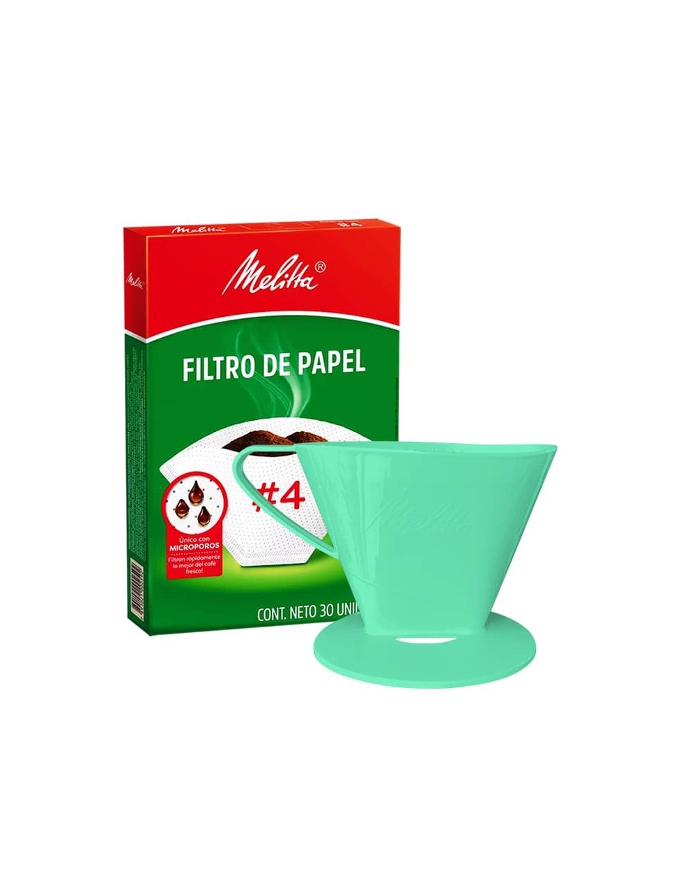 Portafiltro melitta verde tamaño 4 con 30 filtros