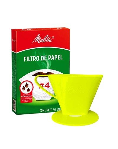 Portafiltro melitta verde lima tamaño 4 con 30 filtros
