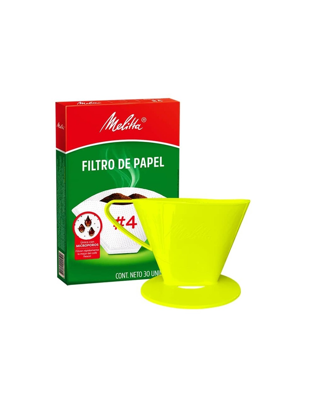 Portafiltro melitta verde lima tamaño 4 con 30 filtros