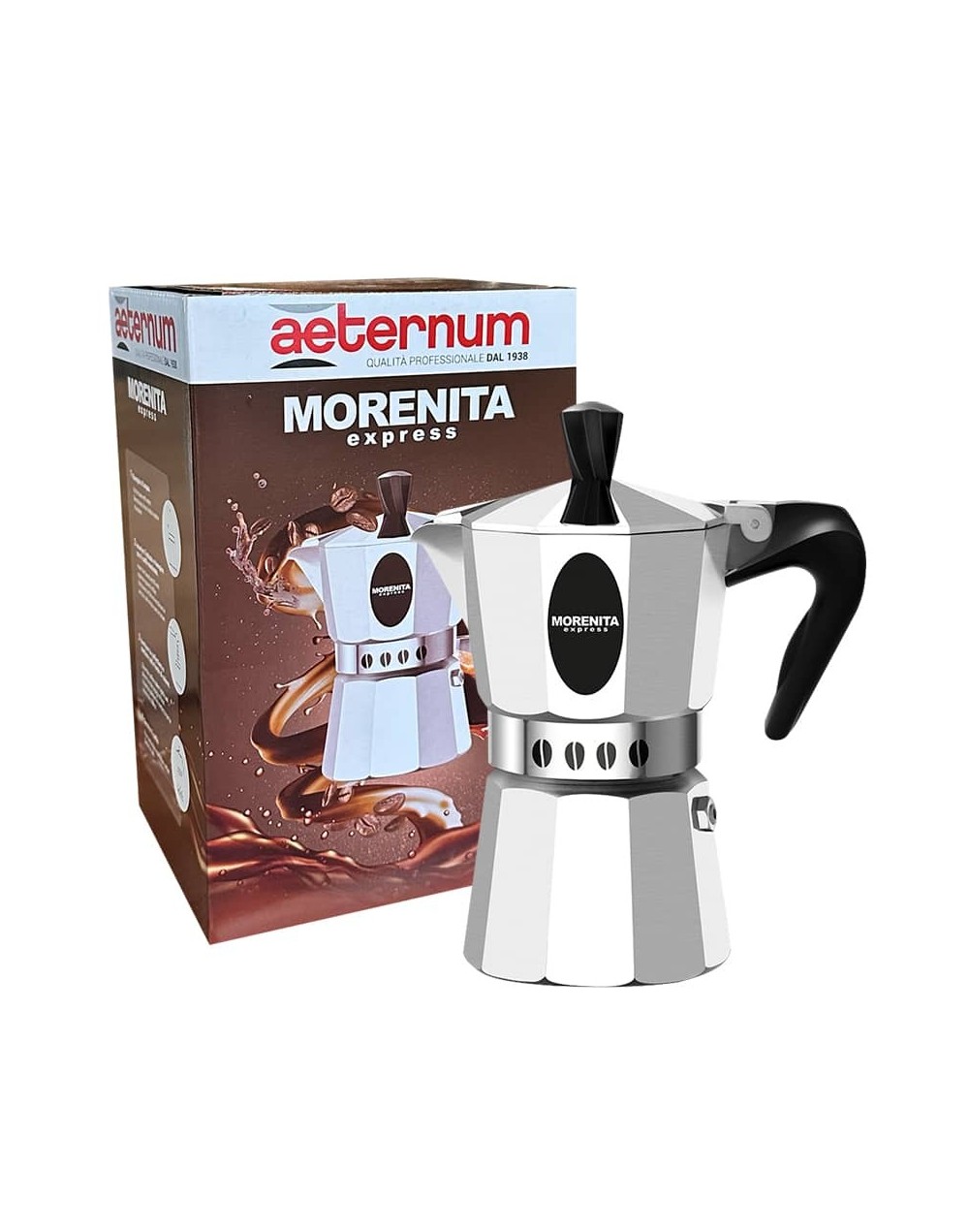 Cafetera Moka Morenita Express Plateada 6 Tazas de espresso 270 ml