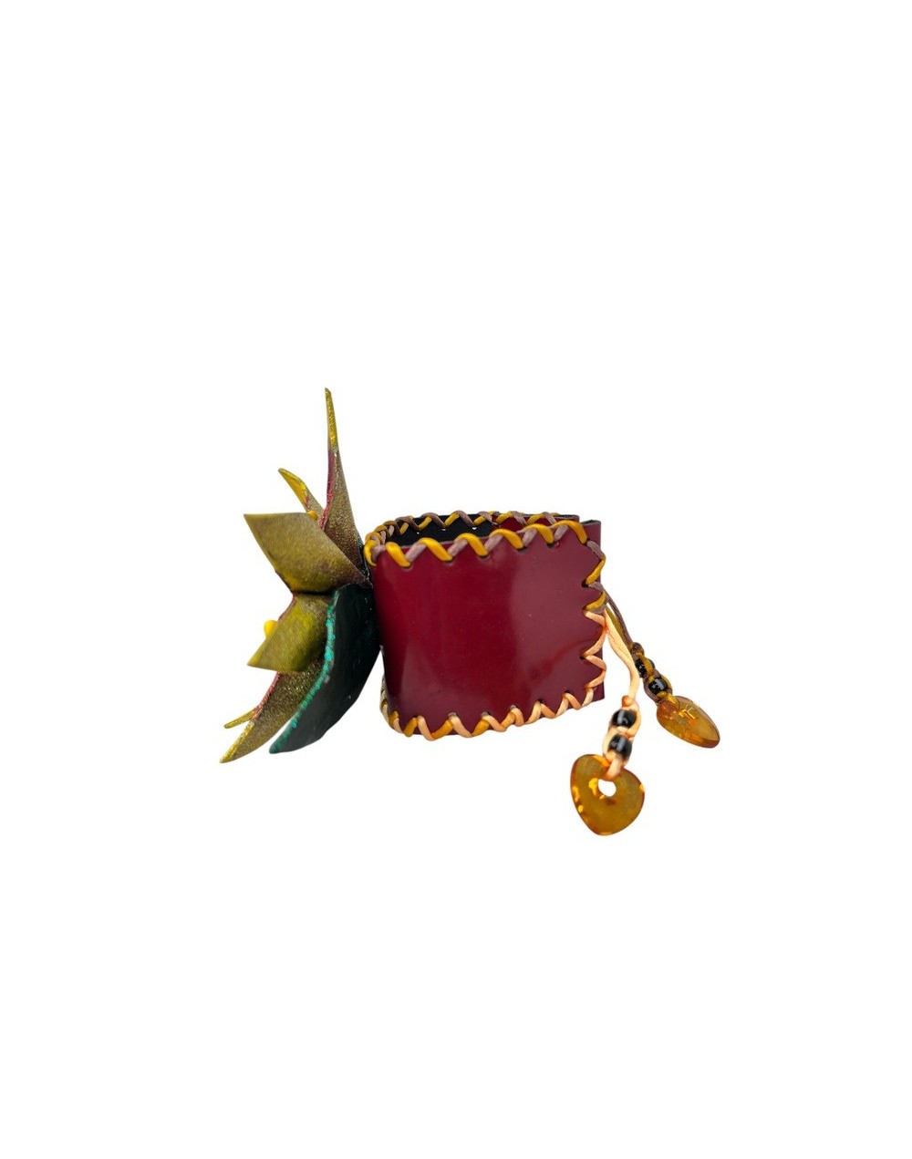 Pulsera de flor en cuero 