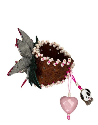 Pulsera de flor en cuero 