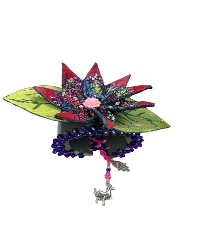 Pulsera de flor en cuero 