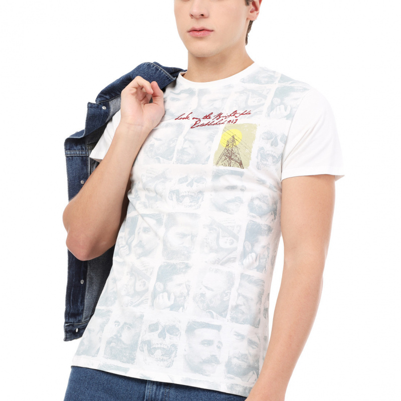 Camiseta estampada lec lee para hombre - blanca