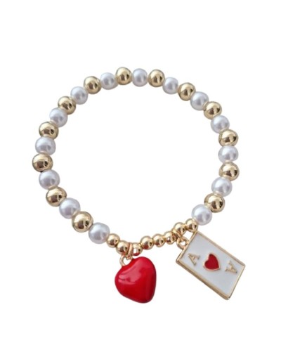 Pulsera perla blanca , dije Corazón