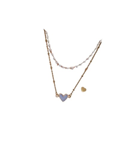Set Collar con dije de Corazón en Perlas + Aretes de corazón