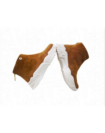 Botines para mujer deportivos color miel plataforma  Suela Alta