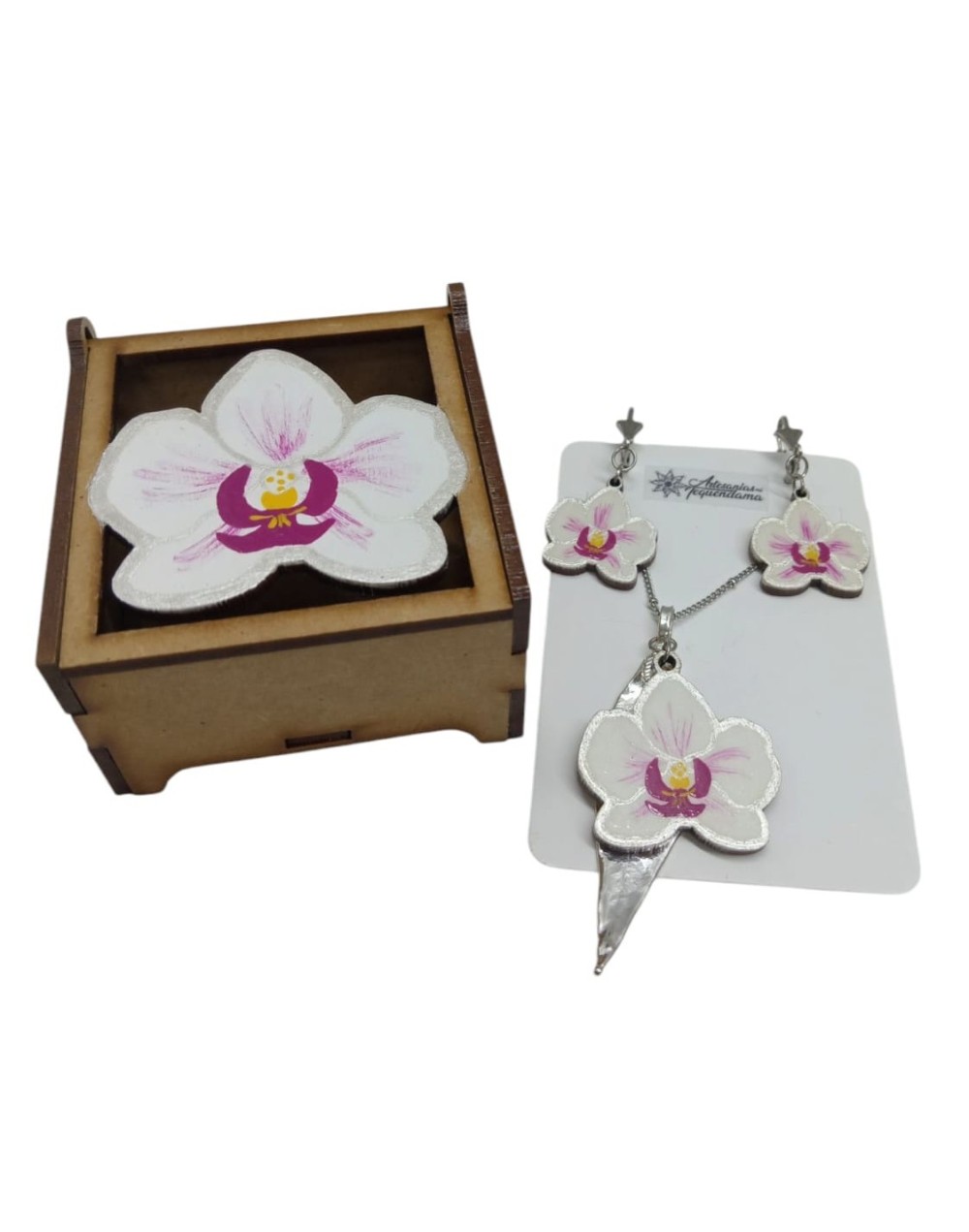 juego orquídeas hoja rodio