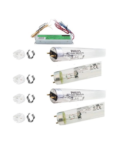 1 Balasto Con 4 Tubos Germicidas 30w Ultravioleta-Sockets Antivibracion Sin Base