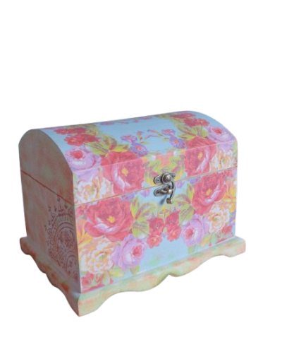 Baul vintage madera decorado