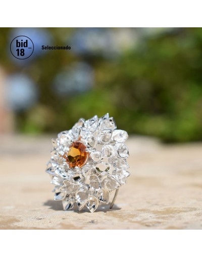 Prendedor Flores de origami con citrino